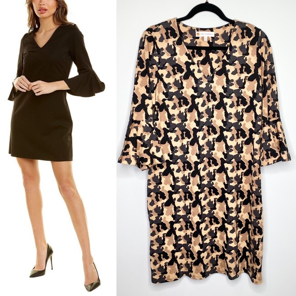Jude Connally Small Camo Black Lyla Ponte Dress - Picture 1 of 8